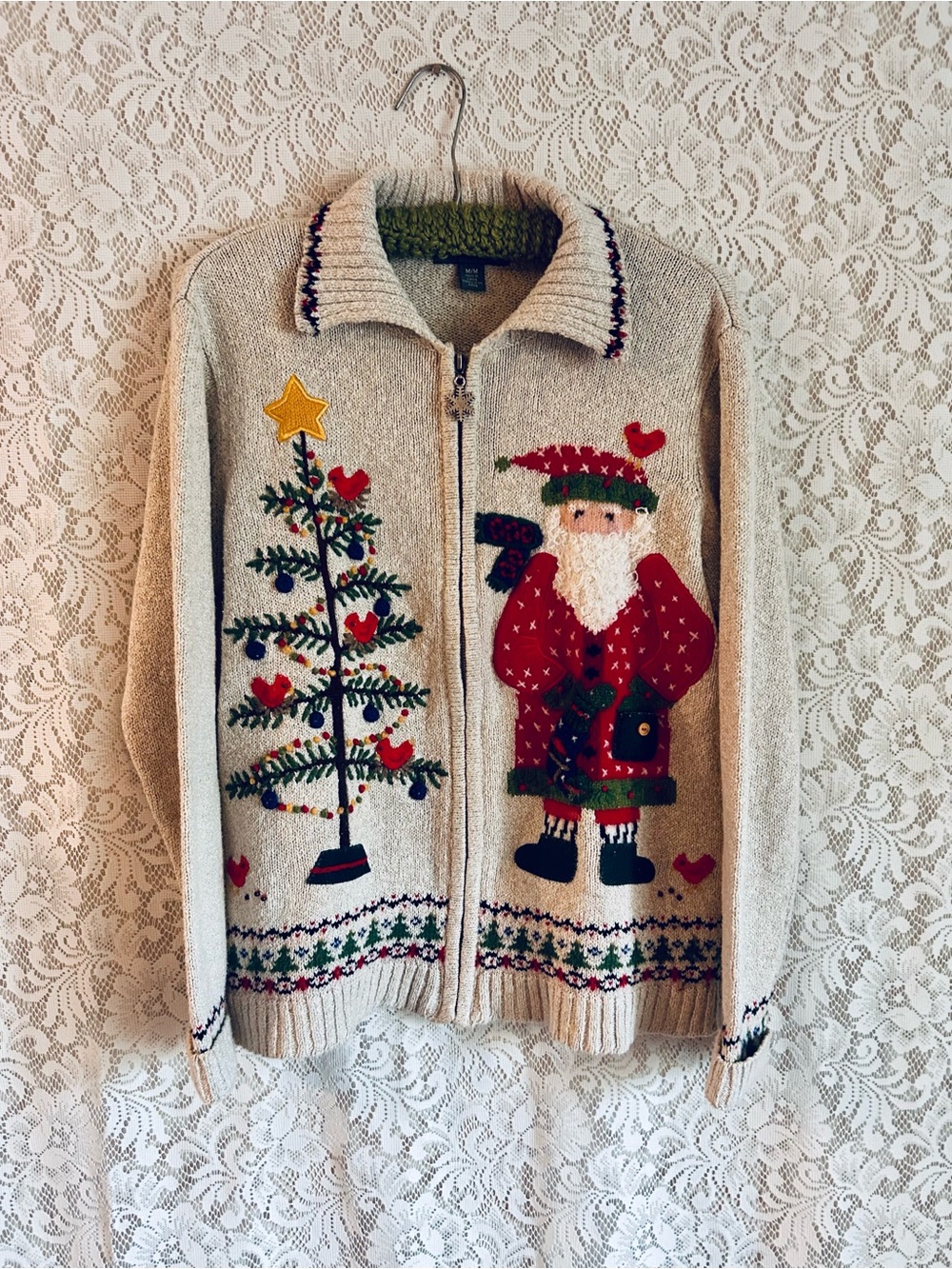 Vintage Northern Isles Zips Up Christmas Sweater. Ugly Christmas Sweater Size M